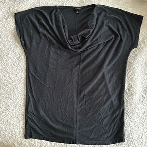 Ann Taylor, dark gray loose tea draped neckline